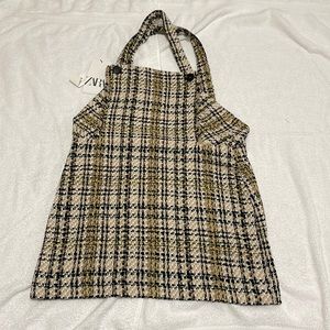 NWT Zara pinafore plaid mini dress. M